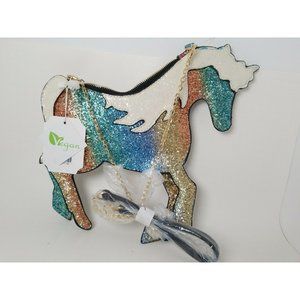 Rainbow Gradient Unicorn Handbag Purse NEW - TAGS Glitter Figural Republic Vegan